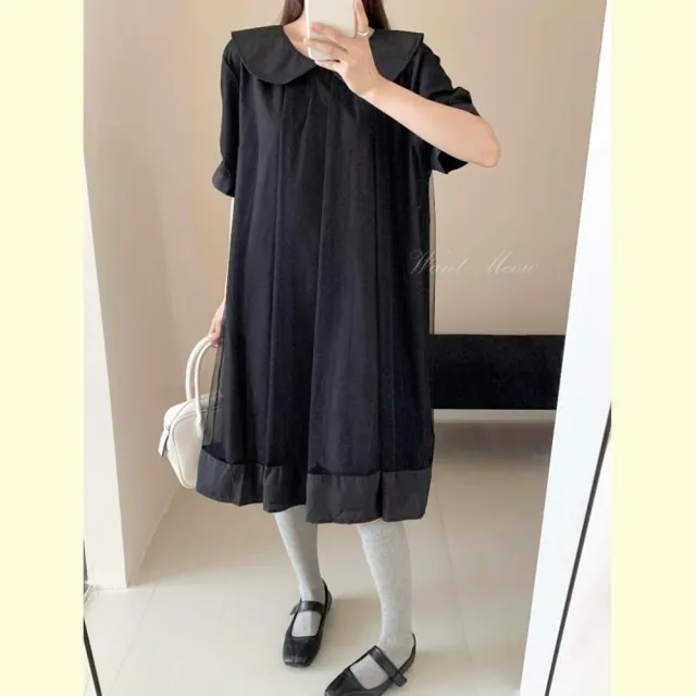 【Want-Meow】90公斤可穿/獨家質感氣質娃娃領紗短洋裝(大碼/大尺碼/加大碼/洋裝/婚禮穿搭/婚紗)