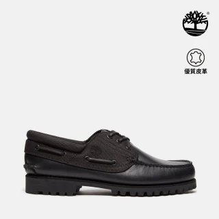 【Timberland 官方旗艦】男款黑色Timberland R Authentic手工縫製三孔帆船鞋(A6DXWEL2)