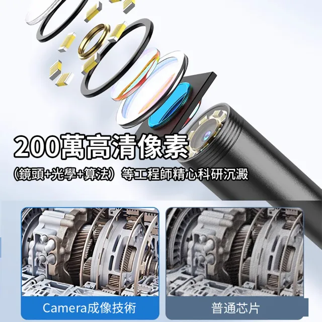 【微觀者】三合一雙鏡頭工業檢測內窺鏡 蘋果安卓手機管道內視鏡 WiFi無線高清手機延伸鏡頭 水管內窺鏡 5米