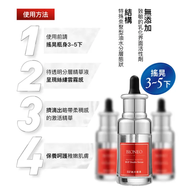 【Bioneo 德國百妮】煥膚EGF淨白雙層激活精華 40mlX2(保濕 煥白 調理  7天有感 杏仁酸EGF 臉部保養首選)