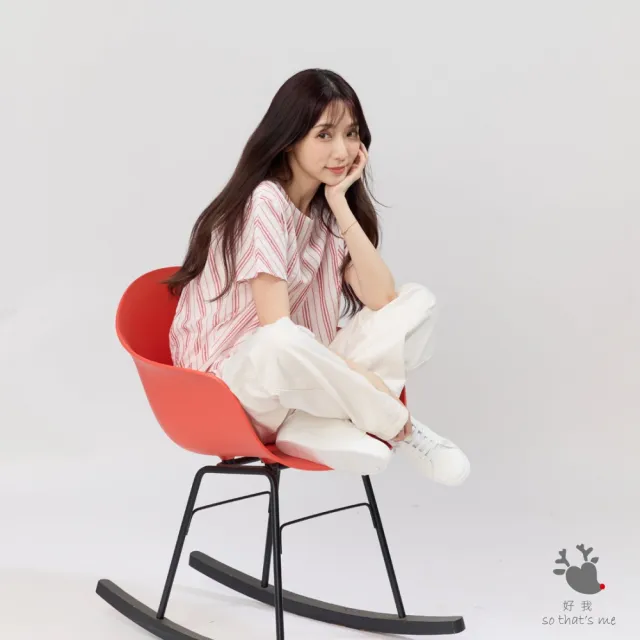 【so that’s me 好我】Debbie 方型小蓋袖拼接棉質上衣(紅白條)