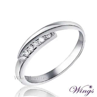 【WINGS】戒指《星盼》精鍍白K金 纖細微鑲｜輕奢線戒系列(尾戒 對戒 防小人 送禮 禮盒 細戒指)