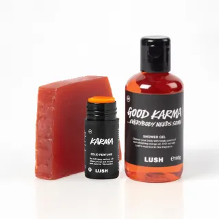 【LUSH 嵐舒】Karma 和諧心靈體驗組合 - 沐浴露/香氛皂/香水膏(木質/廣藿香/橘子/聖誕節/交換禮物/送禮)