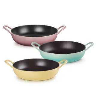 【Le Creuset】BBQ鑄鐵煎鍋26cm(錦葵紫/薄荷綠/含羞草黃 3色選1)