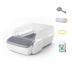 【MAGICSCOOP 魔鏟】全自動開放式貓砂機M1 Pro-輕享版套餐(全貓砂通用/智能防夾安全技術/開放式設計)