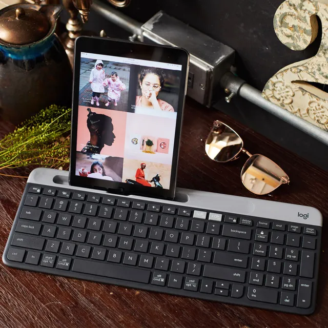 Logitech 羅技 鍵鼠組 K580 超薄跨平台藍牙鍵盤+M650多工靜音無線滑鼠
