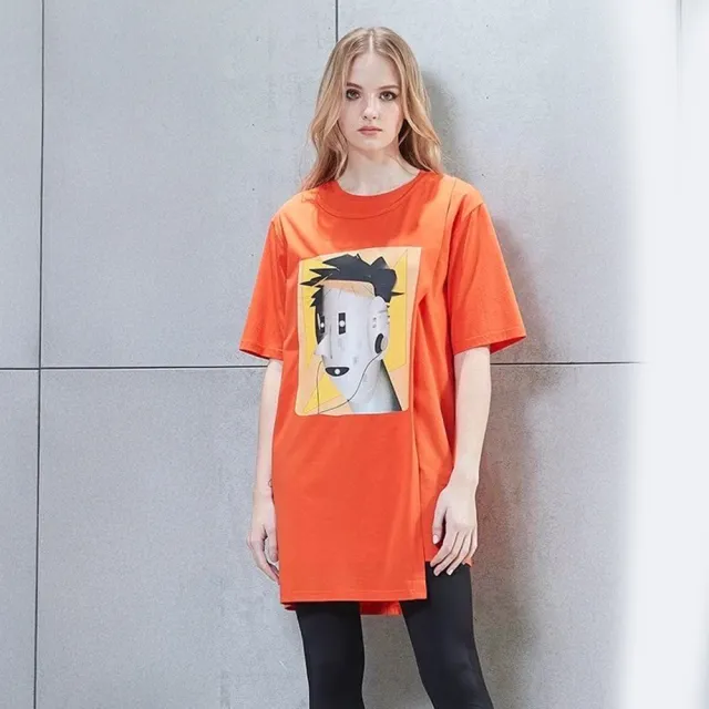 【ICHE 衣哲】Cop.Copine 法國原裝進口兩穿創意插畫洋裝/長版T上衣(2色)