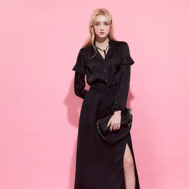 【ICHE 衣哲】Cop.Copine 法國原裝進口法式高衩優雅長裙