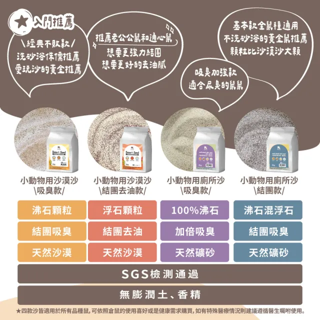 【PUBUTADA 噗噗噠噠】小動物用沙漠沙2kg x8入組(倉鼠 鼠砂 廁沙 吸臭)