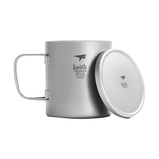 【Keith】鈦折疊雙層鈦杯 附杯蓋 450ml(悠遊戶外)