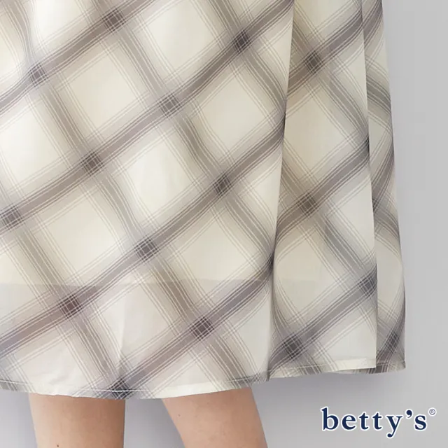 【betty’s 貝蒂思】鬆緊腰格紋拼接雪紡長裙(共二色)