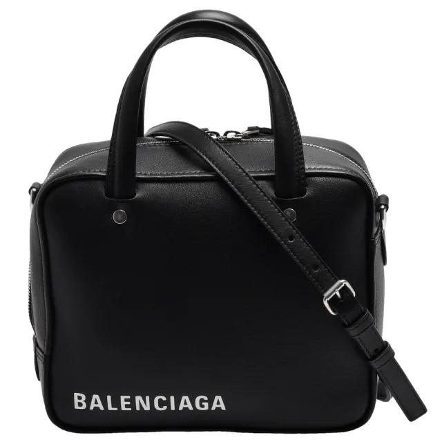【Balenciaga 巴黎世家】經典Triangle Square XS系列品牌字母LOGO小牛皮手提/斜背包(黑513995-C8K02-1000)