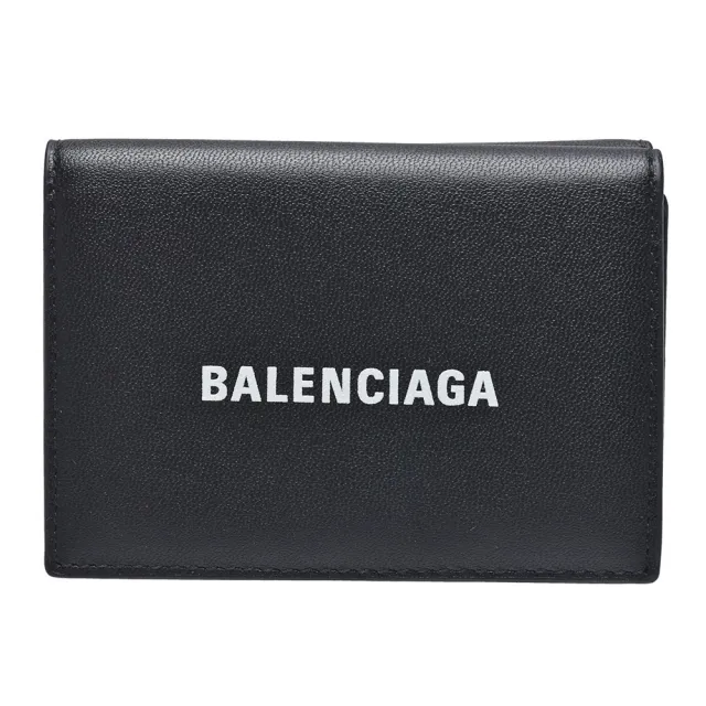 【Balenciaga 巴黎世家】經典品牌LOGO迷你暗釦三折短夾(黑594312-1I353-1090)（其他規格）