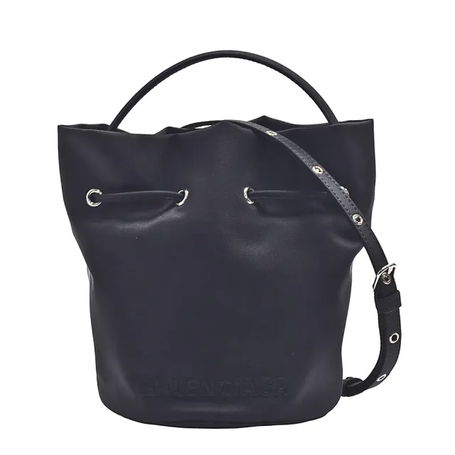 【Balenciaga 巴黎世家】經典Wheel Bucket尼龍手提/斜背水桶包(XS黑色-656682-H854N-1000)