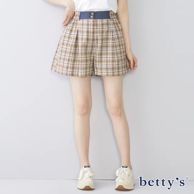 【betty’s 貝蒂思】格紋造型口袋短褲(卡其)