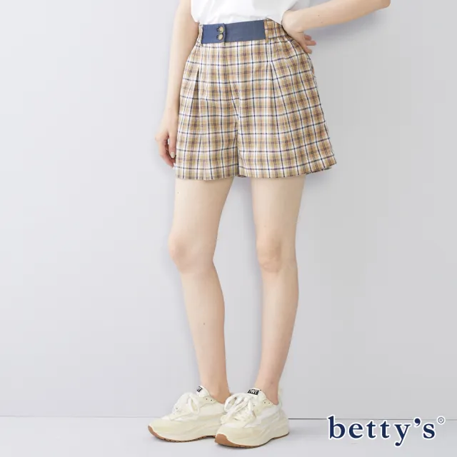 【betty’s 貝蒂思】格紋造型口袋短褲(卡其)