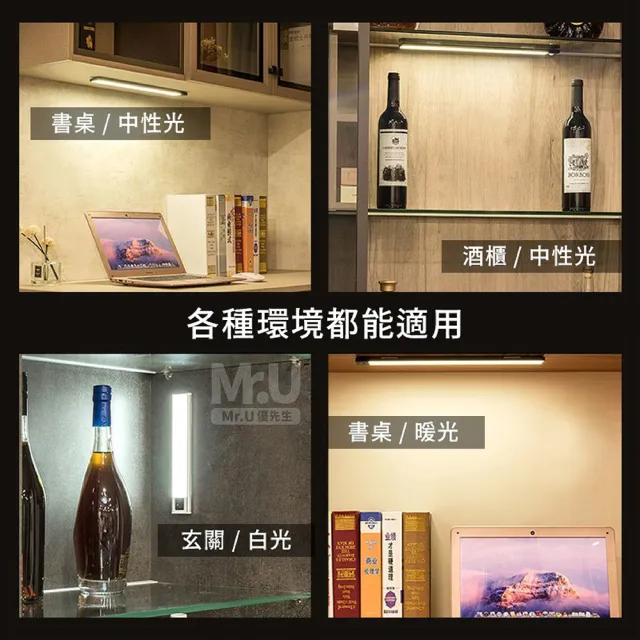 【Mr.U 優先生】Type-C 超薄 人體感應燈 20公分 智能磁吸 感應燈(小夜燈 LED燈 廚房燈 櫥櫃燈 燈條 檯燈)
