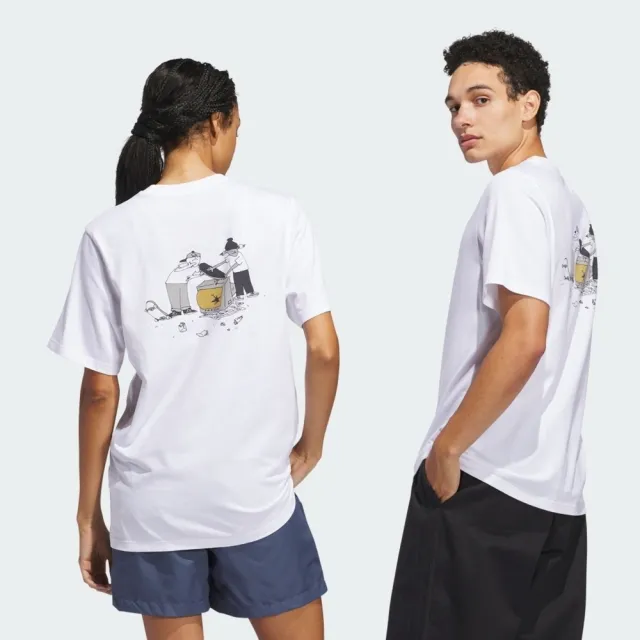 【adidas 愛迪達】Hj Trash Tee 男女 T恤 運動上衣 休閒短袖 白 亞版(JD2714)