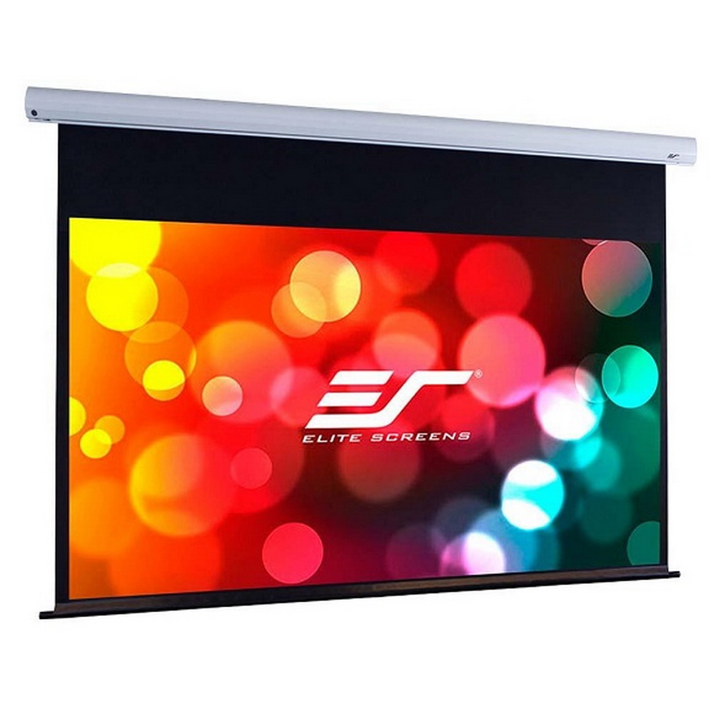 ELITE SCREENS億立 SK100XHW-E24電動式投影銀幕，100吋16:9比例，觀賞面積125×222cm（高×寬），加長上黑邊61cm，提供優異畫質呈現，適閤家庭劇院或會議室使用，兩年保固安心選擇，源自其他國家優質製造。