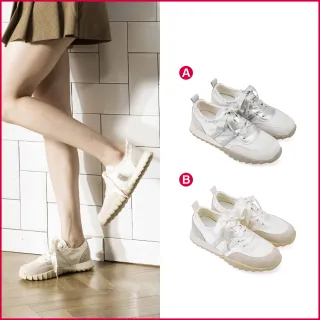 【A.S.O 阿瘦集團】BESO LITE WALK系列-緞面拼接麂皮德訓鞋(女鞋_2色任選_網路限定)