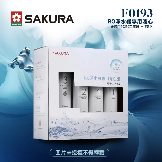 【SAKURA 櫻花】F0193 RO淨水器專用濾心-二年份《7支入》★適用P0230★含RO膜