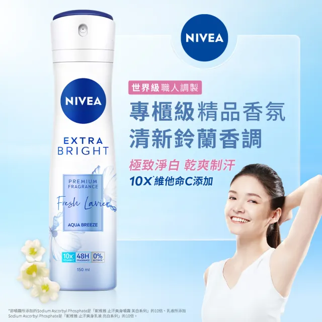 【NIVEA 妮維雅】止汗爽身香氛淨白系列噴霧150mlx3(專櫃級精品調香)