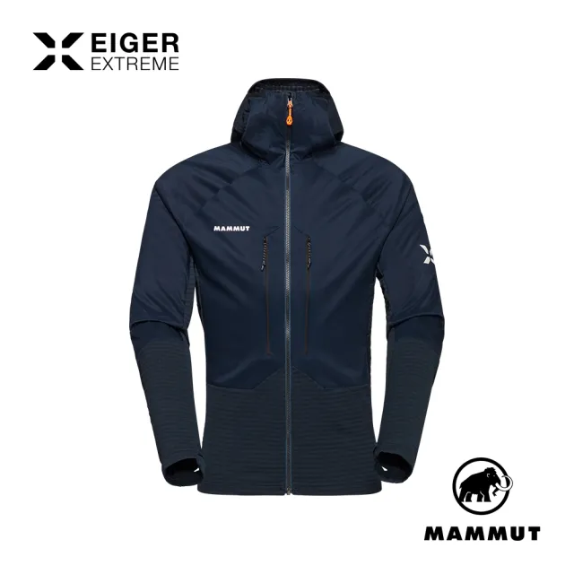 【Mammut 長毛象官方直營】Eiger Nordwand ML Hybrid H Jkt 極限艾格中層連帽外套 夜藍 男款 #1014-05580