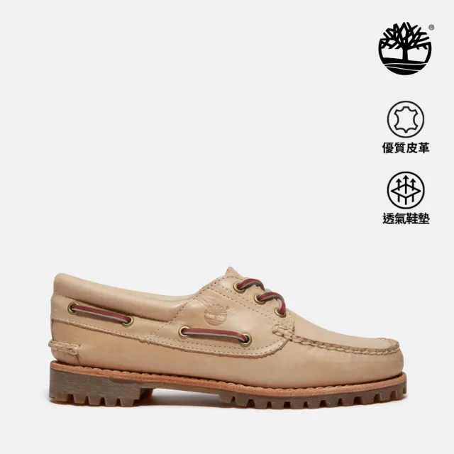 【Timberland】女款淺米色三孔休閒帆船鞋(A2GNVEN2)