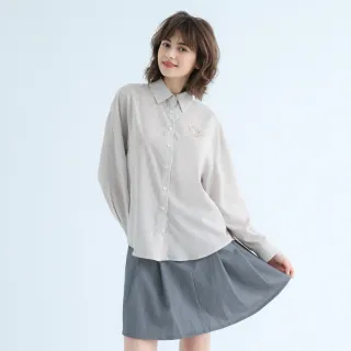 【PINK NEW GIRL】可愛小木偶印圖條紋長袖襯衫 X1201MA