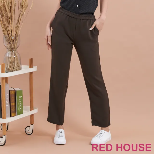 【RED HOUSE 蕾赫斯】素面修身九分褲(深咖啡色)