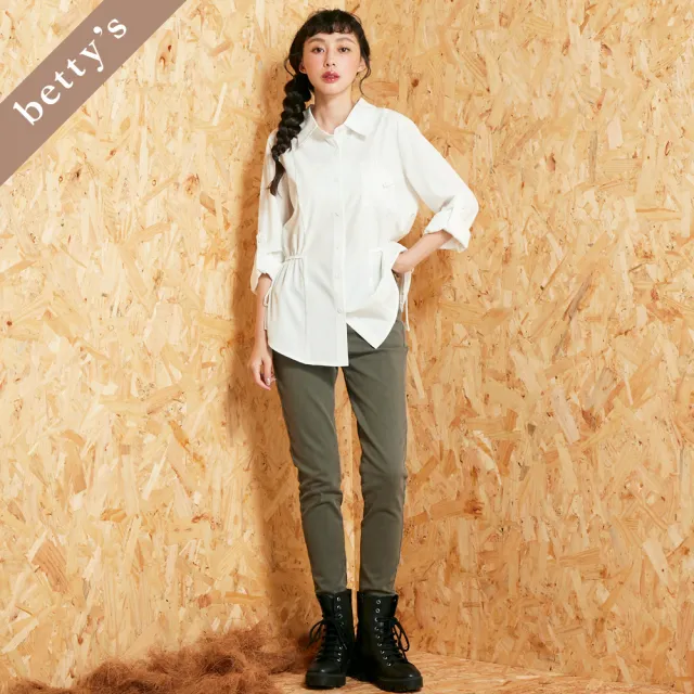 【betty’s 貝蒂思】出清品  百搭長腿顯瘦牛仔長褲(灰綠)