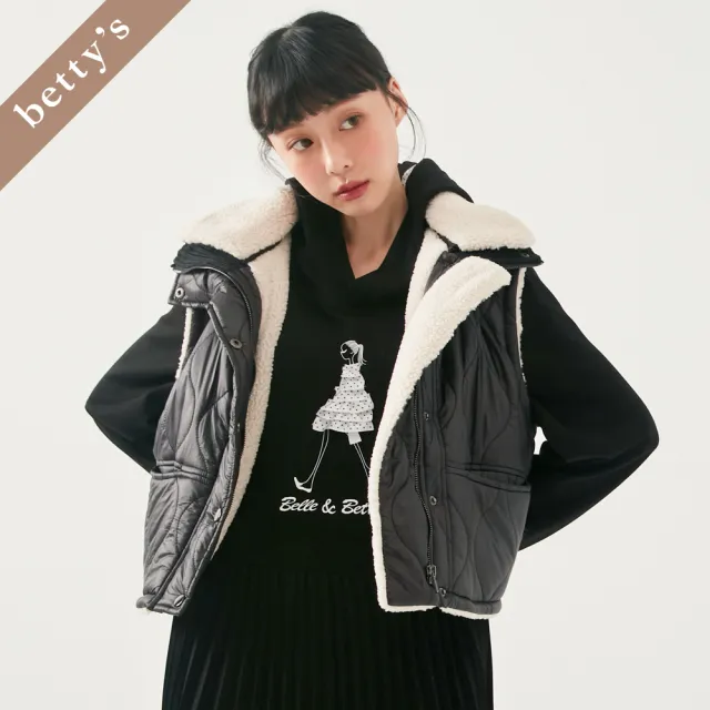 【betty’s 貝蒂思】出清品 內裡毛毛雙層立領鋪棉背心(黑色)