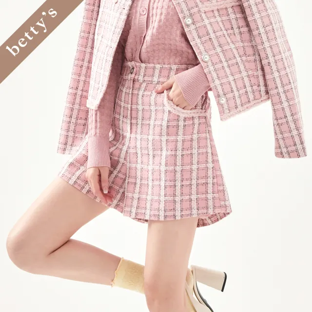 【betty’s 貝蒂思】出清品  小香風多彩織紋短褲(粉色)