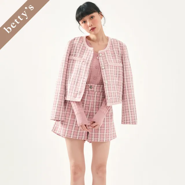 【betty’s 貝蒂思】出清品  小香風多彩織紋短褲(粉色)