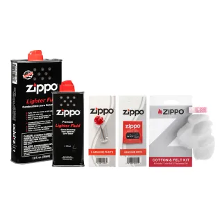 【Zippo官方直營】全套耗材組-133ml專用油+355ml專用油+打火石+棉蕊+吸油棉花.墊(美國防風打火機)