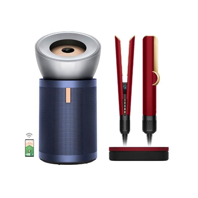 【dyson 戴森】BP03強效極靜甲醛偵測空氣清淨機 + HT01二合一吹風直髮器(絲絨紅禮盒版)(超值組)買一送一