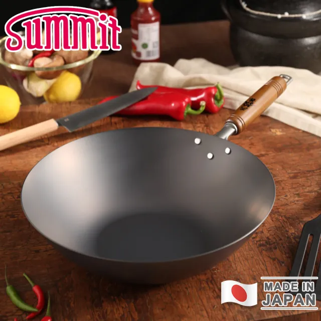 【Summit】日本製窒化鐵鍋/單柄北京平底炒鍋(33cm)