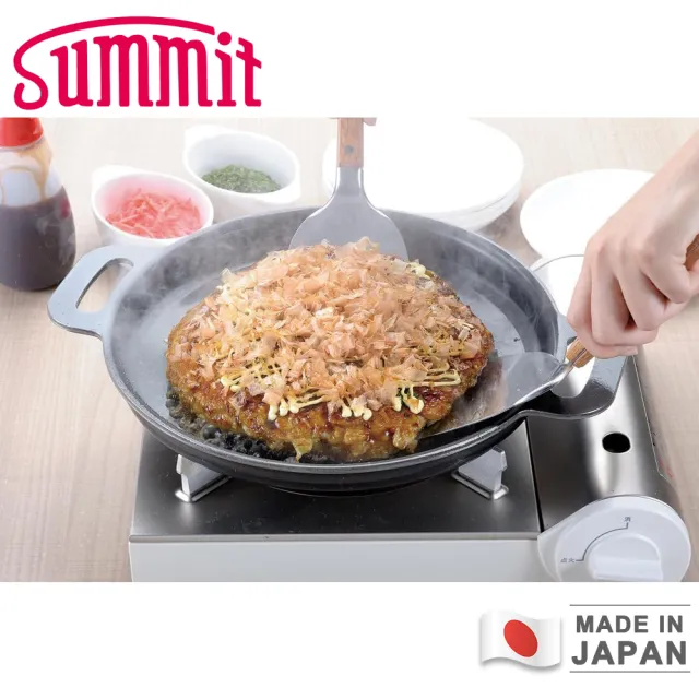 【Summit】日本製厚底圓形鐵板煎鍋/雙耳鐵鍋(28cm)