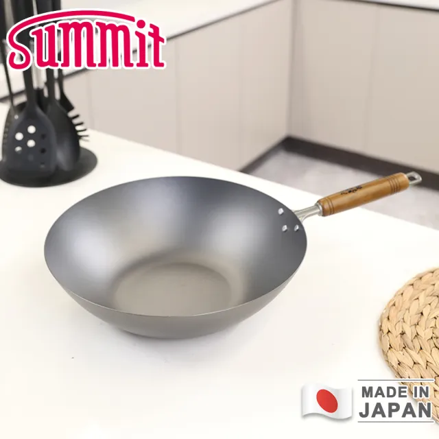 【Summit】日本製窒化鐵鍋/單柄北京平底炒鍋(33cm)