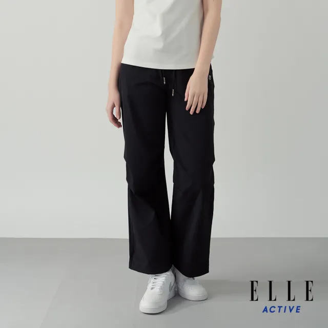 【ELLE ACTIVE】女款 百搭涼感輕盈寬褲-黑色(EA25S1W3409-99)