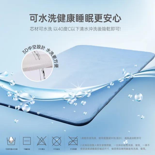 【R.Q.POLO】3D AIR 零動力氣流床墊-雙人加大6尺(可水洗空氣床墊/涼墊薄墊)