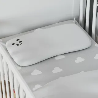 【Panda London】嬰兒枕 護頭型 大尺寸 平枕 甜夢好眠 熊貓刺繡(可用到4歲的幼兒枕頭)