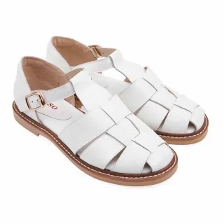 【A.S.O 阿瘦集團】BESO LADY GO系列-質感牛皮魚骨編織大圓楦低跟鞋(女鞋_白色)