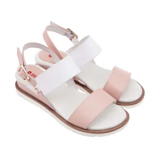 【A.S.O 阿瘦集團】BESO 芯軟Q系列-柔軟羊皮跳色拼接燙鑽楔型涼鞋(女鞋_粉色)