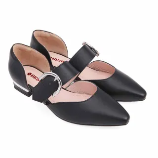 【A.S.O 阿瘦集團】BESO 芯軟Q系列-柔軟羊皮瑪麗珍小方頭低跟鞋(女鞋_黑色)