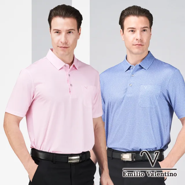 【Emilio Valentino 范倫鐵諾】男POLO衫 短袖POLO衫 休閒POLO衫 口袋上衣 印花 涼爽 polo衫 MIT(多款選)