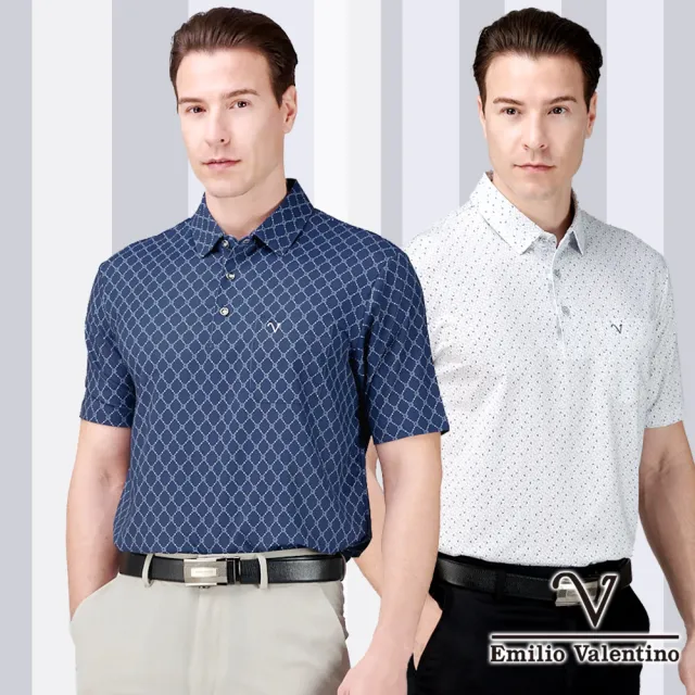【Emilio Valentino 范倫鐵諾】男POLO衫 短袖POLO衫 休閒POLO衫 口袋上衣 印花 涼爽 polo衫 MIT(多款選)