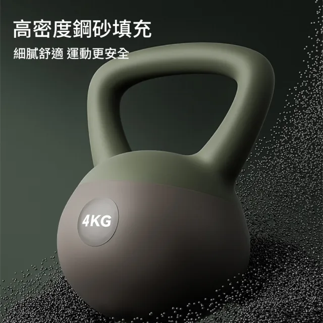 【灰熊厲害】4KG潮時尚工業風軟壺鈴 贈防滑露指手套一雙(軟式壺鈴 深蹲翹臀重訓 健身啞鈴)