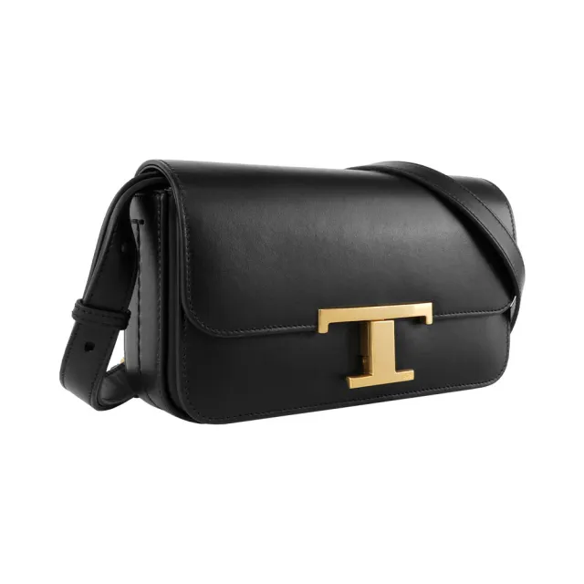 【TOD’S】T Timeless 光滑小牛皮翻蓋長型二用包(黑色)