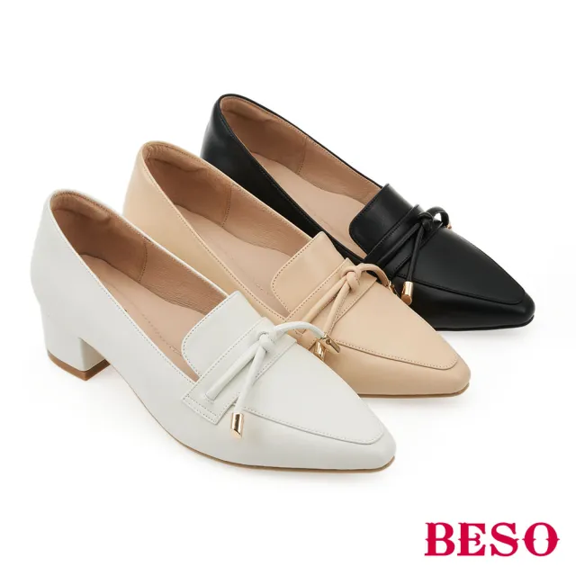 【A.S.O 阿瘦集團】BESO LADY GO系列-簡約扭結真皮尖頭鞋(女鞋_3色任選)